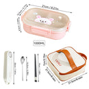 Axyaa Cartoon Detachable 3-Grid Bento Box - Leak-proof & Microwave-safe