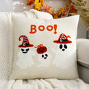 Axyaa Halloween Velvet Pumpkin Ghost Pillowcase Embroidered Cushion Cover