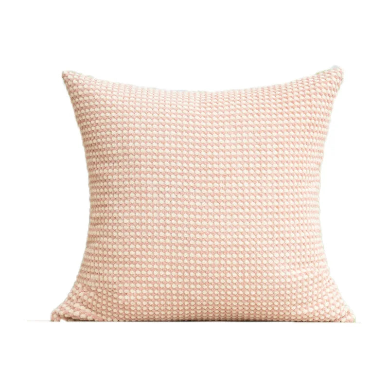 Axyaa Pink-White Corduroy Cushion Cover 45x45cm Home Decoration Square Pillowcase