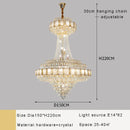 Axyaa Gold Crystal Chandelier: Luxe LED Hanging Lamp for Home Decor