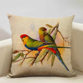 Axyaa Bird Parrot Sofa Cushion Cover 45x45cm Linen Pillowcase for Home & Hospitality