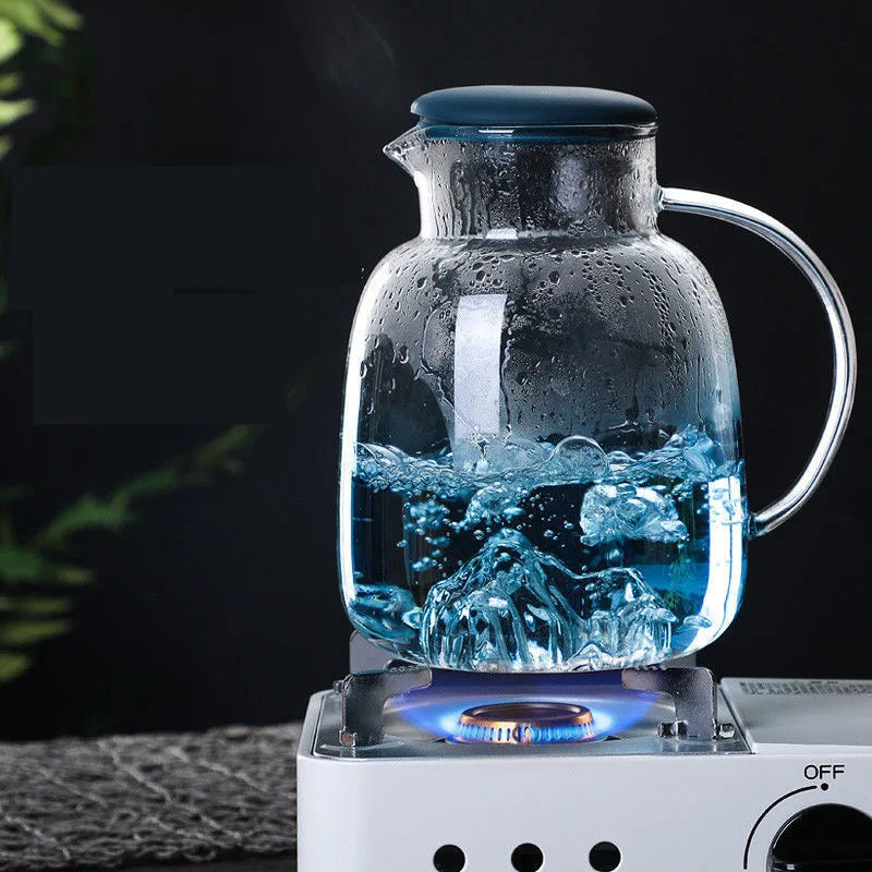 Axya Snow Mountain Glass Kettle with Silicone Lid - Large Capacity Gradient Kanzan Cooler glamorizesjuice