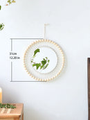 White Leaf Macrame Wall Round Mirror for Home Decor by Axyaa