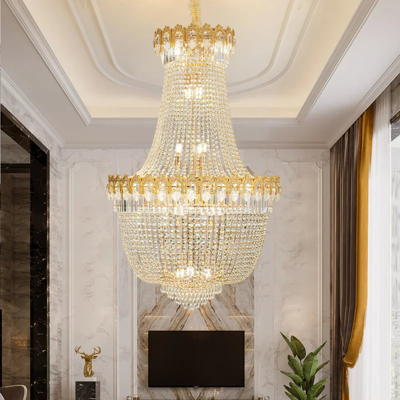 Axyaa Crystal Chandelier: Modern Luxury Lighting for Living Room and Hotel Project