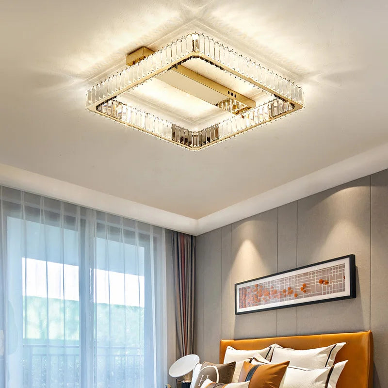 Axyaa Crystal Chandelier LED Ceiling Light for Luxury Foyer and Bedroom Decor