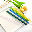 Axyaa Glass Straws Set of 6 with Cleaning Brushes | Reusable Colourful Drinking Straws