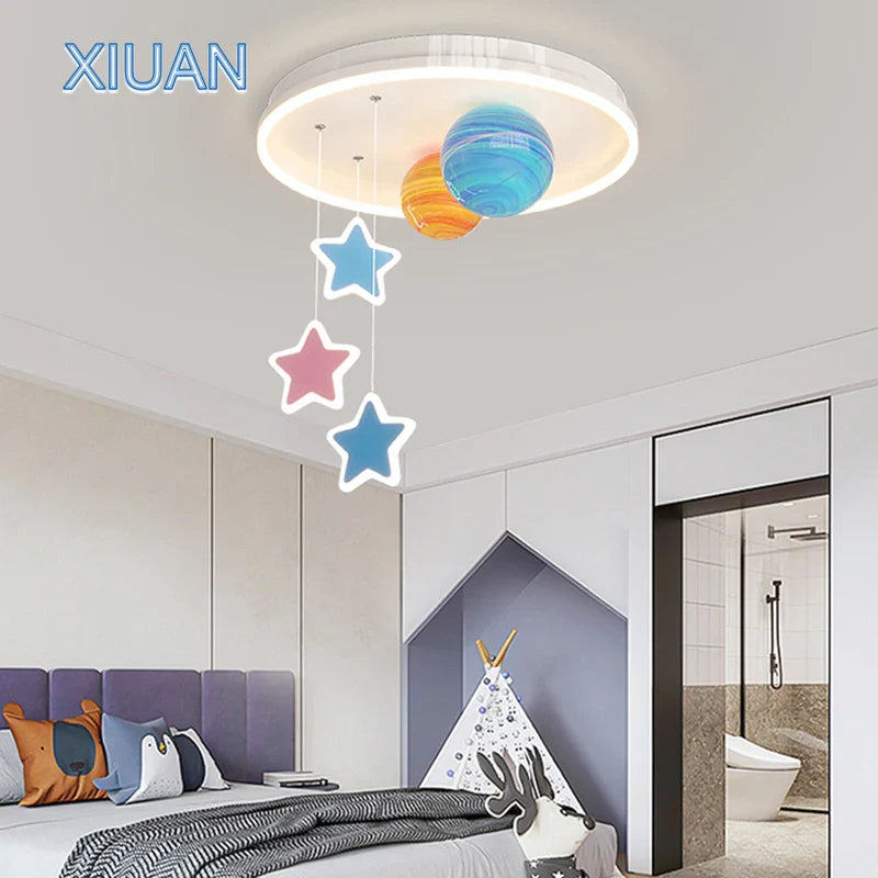 Axyaa Galaxy Glass Chandelier: Colorful Sconces, Planet Universe Star Ceiling Light