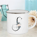 Axyaa Flower Mugs - Creative Enamel Coffee Cups Handle Drinkware for Wedding Gifts