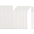 Axyaa Stainless Steel Straw Set - Straight & Curved Drinking Straws for Bar Parties