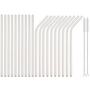 Axyaa Stainless Steel Straw Set - Straight & Curved Drinking Straws for Bar Parties
