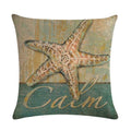 Axyaa Marine Life Linen Pillowcase: Fashion Conch Starfish Shell Sofa Decor Cover