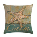 Axyaa Marine Life Linen Pillowcase: Fashion Conch Starfish Shell Sofa Decor Cover