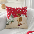 Embroidery Christmas Throw Pillowcase Elk Red Decoration Square Pillowcases by Axyaa
