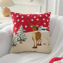 Embroidery Christmas Throw Pillowcase Elk Red Decoration Square Pillowcases by Axyaa