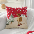 Embroidered Christmas Elk Throw Pillow Cover by Axyaa