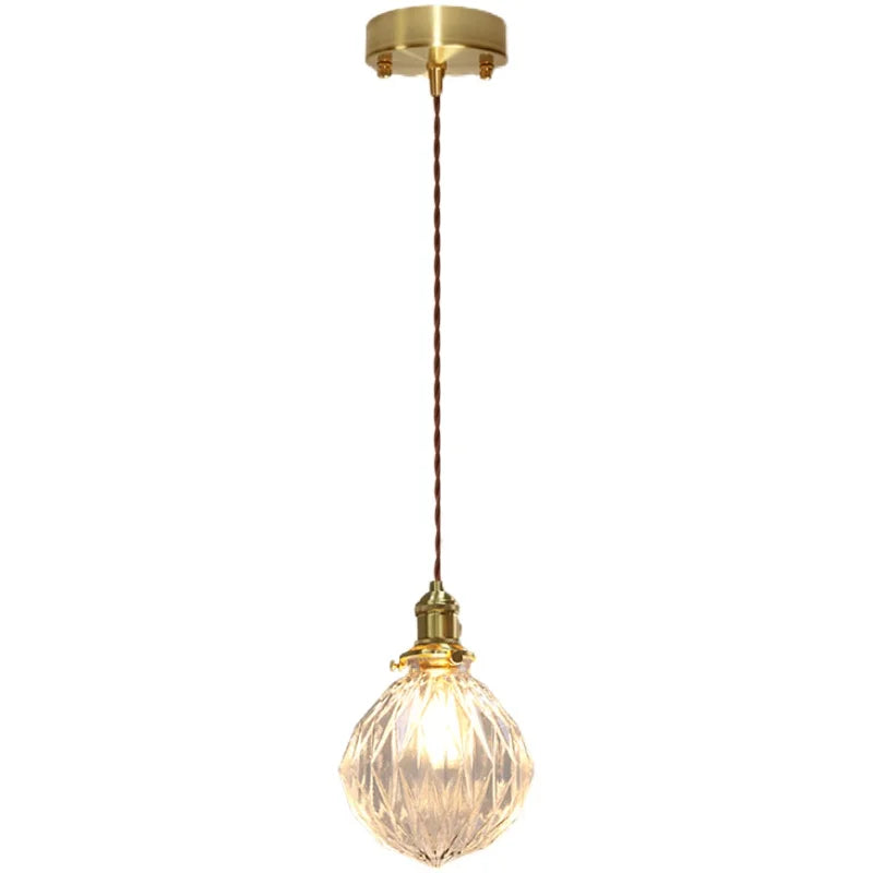 Axyaa Modern LED Glass Copper Pendant Light with Knob Switch