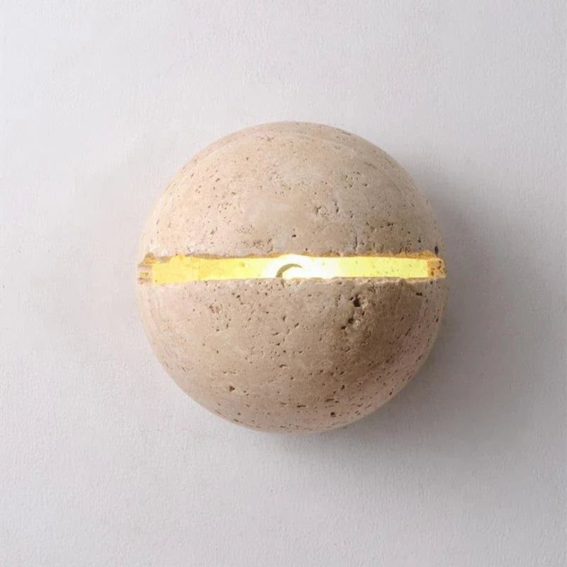 Axyaa Round Yellow Travertine LED Wall Light for Creative Room Decor