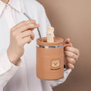 Axyaa Cartoon Insulation Cup with Lid, Straw, Spoon - 500ML Stainless Steel Mug