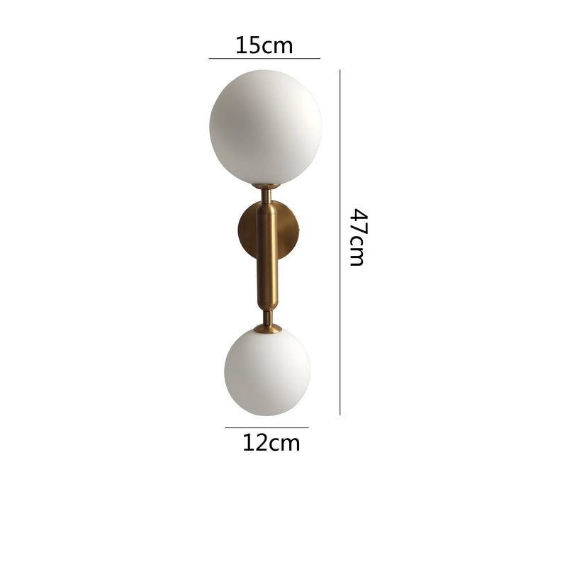 Axya Modern Golden Glass Wall Lamp Round Ball Sconce - 2 G4 Bulbs