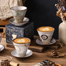 Axyaa Ceramic Flower Latte Mug Set - Retro Coarse Pottery - 200ml