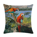 Retro Parrot Oil Painting Pillow Cover for Home Decor by Axyaa