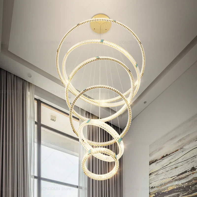 Axyaa Crystal Chandelier: Post-Modern Villa Livingroom Light for Elegant Ambiance