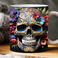 Axyaa Flower Skull Halloween Ceramic Coffee Mug 11oz Man Beer Cup Birthday Gift