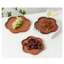 Axyaa Wooden Dining Tray for Fruit Bread Dessert, Japanese Style PETAL Shape Plate