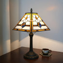 Axyaa Stained Glass Table Lamp 8" Cream Color Desk Light Home Office Bedroom