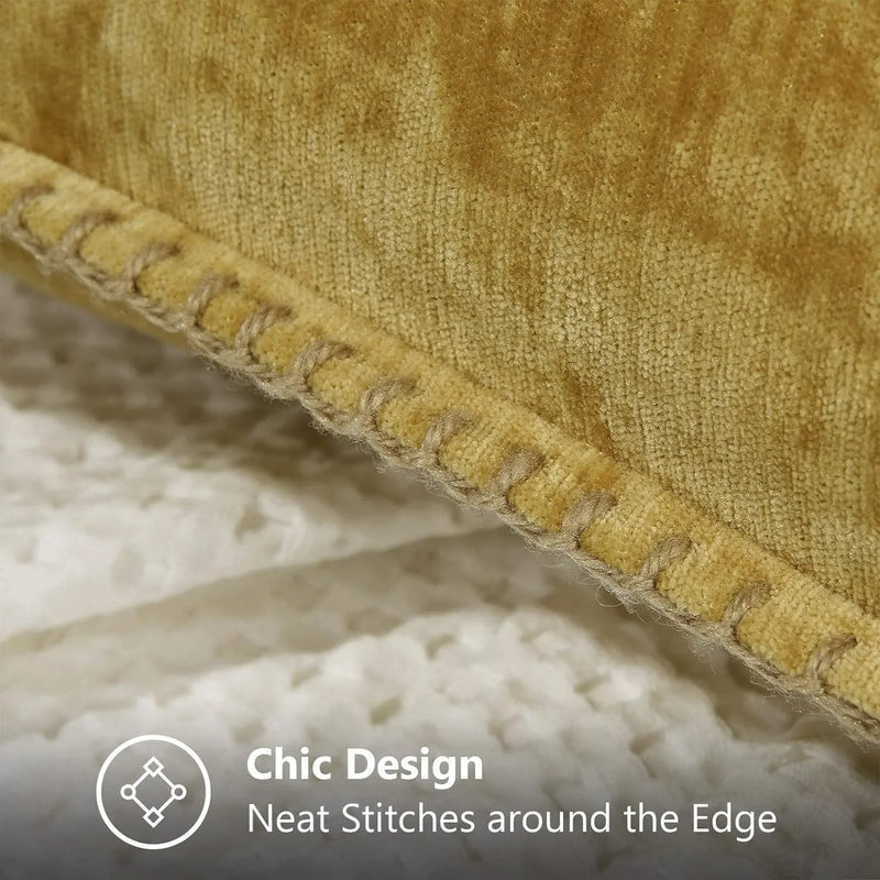 Axyaa Chenille Soft Comfy Yellow Throw Pillow Covers for Living Room Sofa Bed