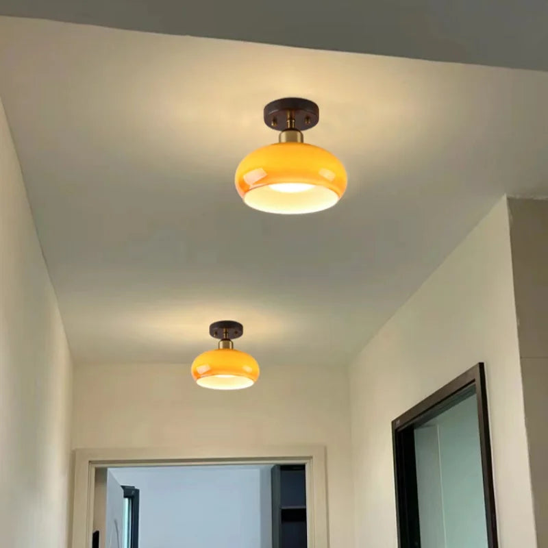 Axyaa Japanese Style LED Ceiling Lamp Iron Glass Modern Ceiling Light Home Decor