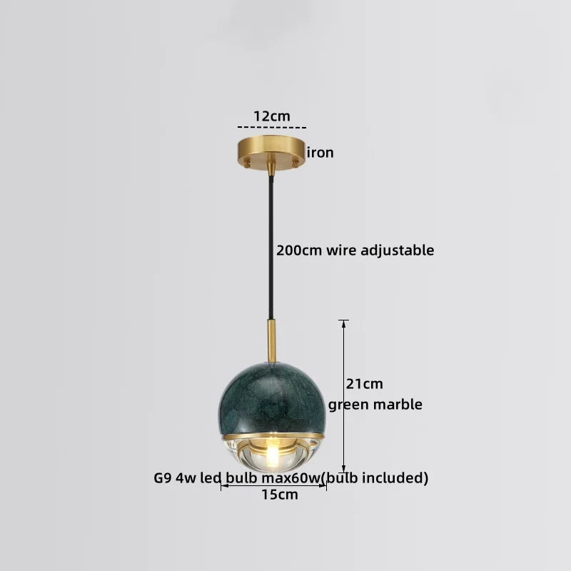 Axyaa Modern LED Marble Pendant Lamp for Luxury Home Decor