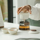 Axyaa Portable KungFu Tea Set: Pot, 3 Cups, Filter; Outdoor, Travel, Business, Camping