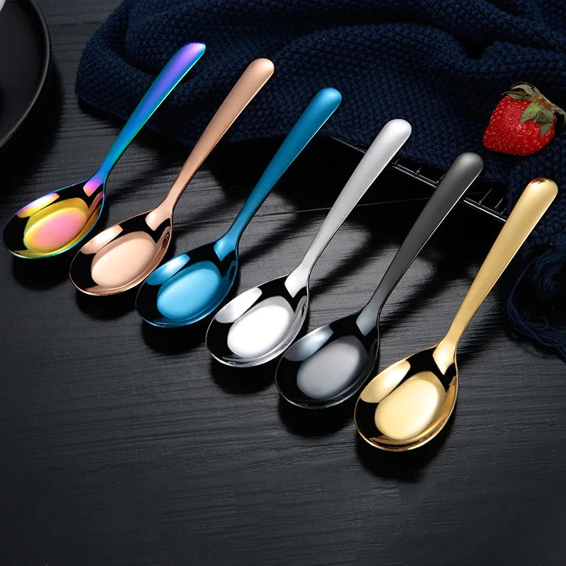 Axyaa Stainless Steel Long Handle Soup Spoon Ice Cream Teaspoons Coffee Spoons