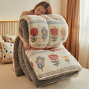 Axyaa Bohemian Floral Comforter: Thick Plush Coral Fleece Quilted Blanket for Autumn/Winter
