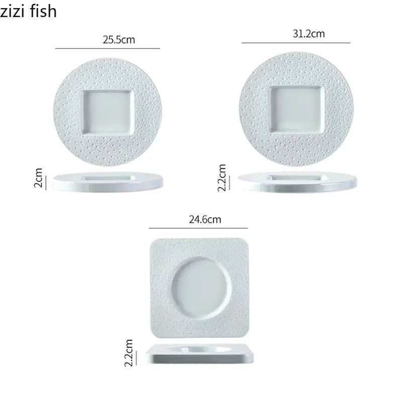 Axya Stone Pattern Ceramic Dinner Plate Set - Restaurant Quality Tableware