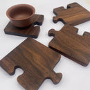 Axyaa Wood Jigsaw Coaster Set for Table Protection and Restaurant Decor