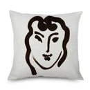 Axyaa Minimalist Matisse Portrait Linen Pillow Case, Sofa Decor, Simple Line Drawing