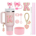 Axyaa Stanley Cup Accessories Set with Straw, Brush, Flower Charm, Stopper, and Boot.