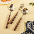 Axyaa Vintage Walnut Handle Stainless Steel Spoon and Fork Main Dining Set