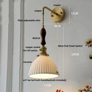 Axyaa Walnut Wood LED Wall Sconce Pull Chain Switch Stair Light Fixtures