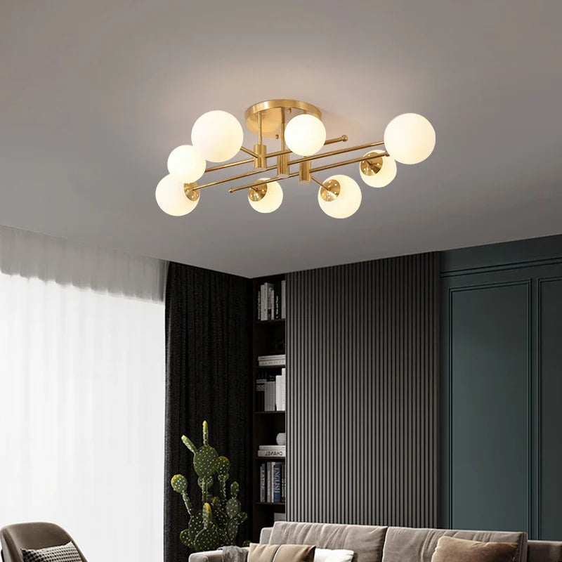 Nordic Glass Chandelier LED Light Fixture by Axyaa - Modern Living Room Decor