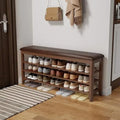 Axyaa Adjustable Height Shoe Bench with Leather Cushion