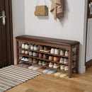 Axyaa Adjustable Height Shoe Bench with Leather Cushion