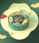 Axyaa Double Deck Fruit Tray - Rotating Storage Box for Snacks and Melon Seeds