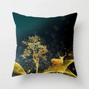 Axyaa Black Gold Elk Tree Bird Butterfly Printed Pillowcase for Living Room Home