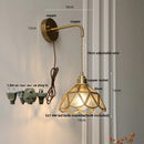 Axyaa Amber Glass LED Wall Sconce, Modern Nordic Style Plug-In Bedside Light