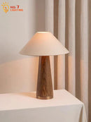 Axyaa Solid Wood Table Lamp LED E27 Modern Desk Light for Living Room & Bedroom