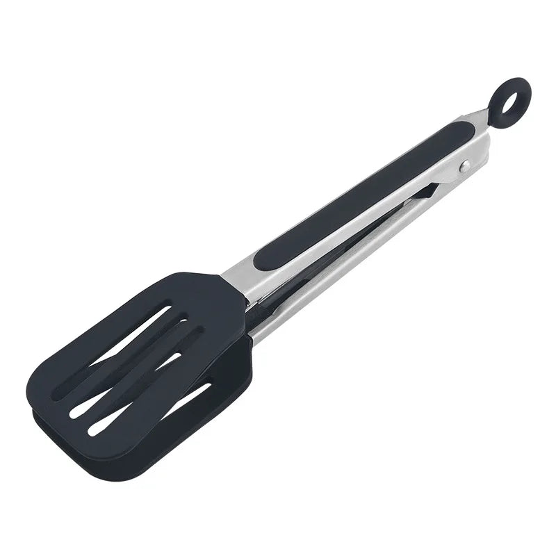 Axyaa Silicone Food Tong Stainless Steel BBQ Tongs Heat Resistant Kitchen Clips