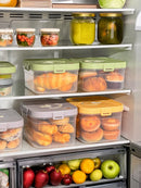 Axyaa Airtight Bread Box Clear Plastic Crisper Container Large Capacity Refrigerator Storage